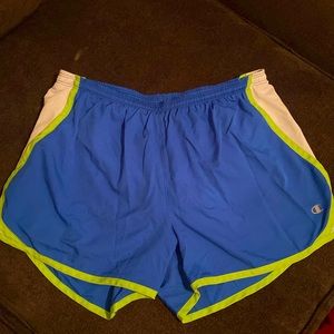 Champion Double Dry Ladies Running Shorts Size M Medium Blue Green